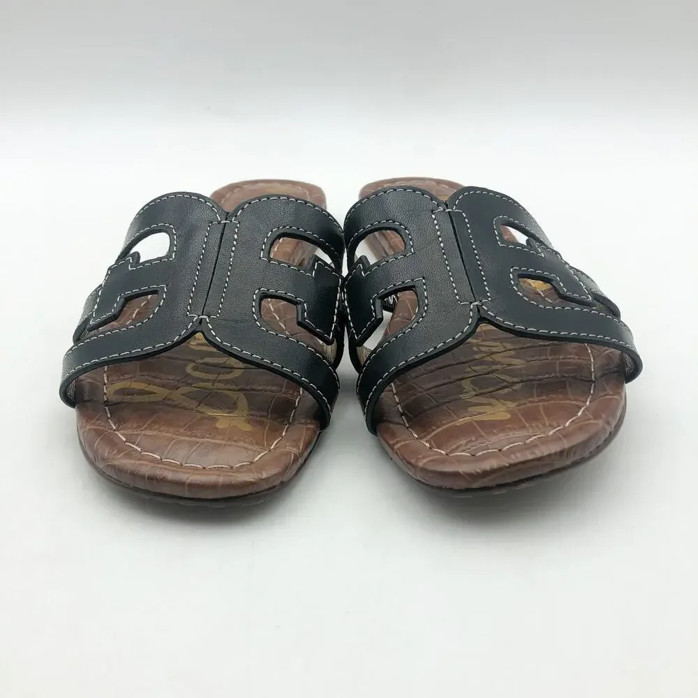 Sam Edelman Girls Bay Cut Out Slide Sandals US 13 M EU 31 Black Leather NIB